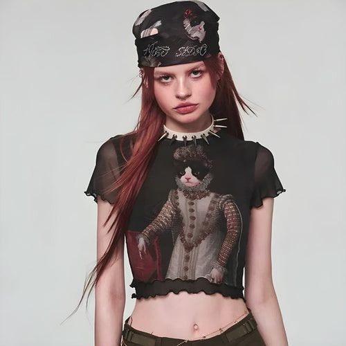Litlookz Studio Y2K Princess Cat Crop Top