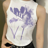 Litlookz Studio Y2K Purple Flowers Tank Top, view 2