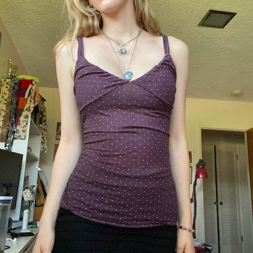 Litlookz Studio Y2K Purple Polka Dot Top