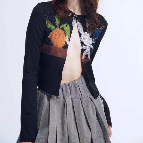 Litlookz Studio Y2K Rabbit Cropped Cardigan