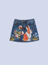 Litlookz Studio Y2K Rabbit Denim Mini Skirt, view 3