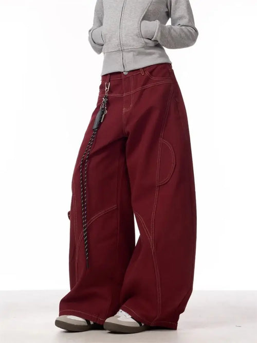 Litlookz Studio Y2K Red Baggy Cargo Pants