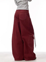Litlookz Studio Y2K Red Baggy Cargo Pants, view 2