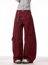 Litlookz Studio Y2K Red Baggy Cargo Pants, view 3