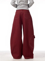 Litlookz Studio Y2K Red Baggy Cargo Pants, view 4