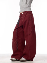 Litlookz Studio Y2K Red Baggy Cargo Pants, view 6