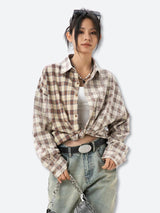 Litlookz Studio Y2K Retro Plaid Shirt, view 3