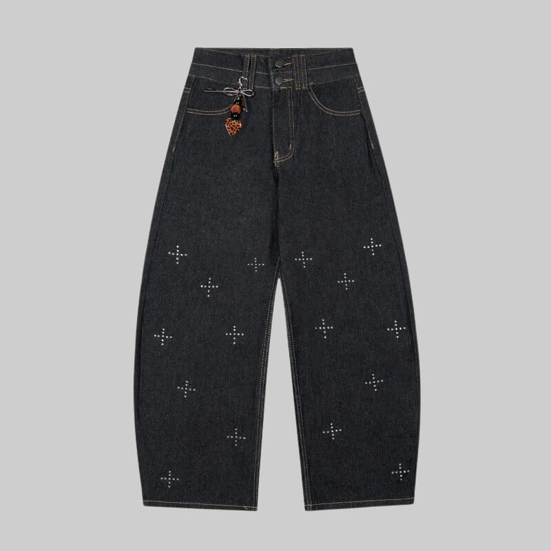 Litlookz Studio Y2K Rhinestone Detail Jeans