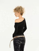 Litlookz Studio Y2K Rhinestone One Shoulder Top, view 3