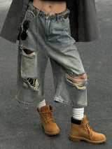 Litlookz Studio Y2K Ripped Jean Shorts, view 2
