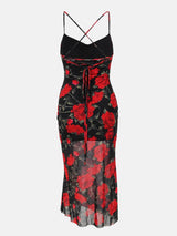 Litlookz Studio Y2K Rose Mesh Midi Dress, view 6