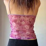 Litlookz Studio Y2K Rose Mesh Top, view 2
