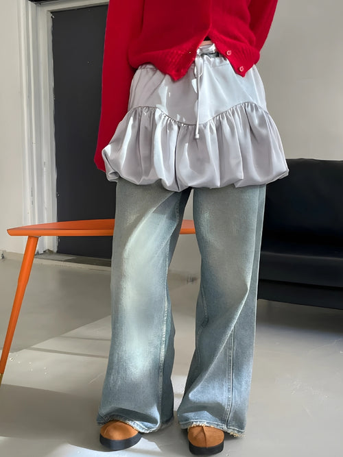 Litlookz Studio Y2K Satin Bubble Mini Skirt