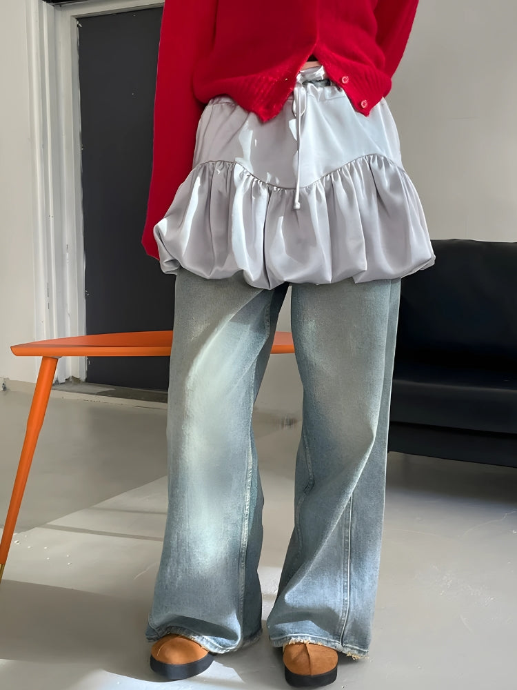 Litlookz Studio Y2K Satin Bubble Mini Skirt