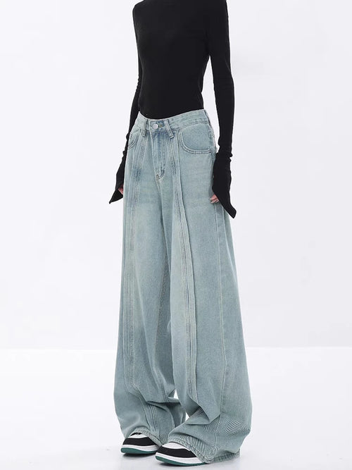 Litlookz Studio Y2K Seam Line Wide Leg Jeans