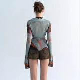 Litlookz Studio Y2K Sheer Button Up Mesh Shirt, view 3
