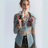 Litlookz Studio Y2K Sheer Button Up Mesh Shirt, view 5