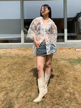 Litlookz Studio Y2K Sheer Floral Lace Shirt, view 4