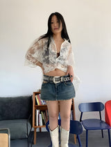 Litlookz Studio Y2K Sheer Floral Lace Shirt, view 6