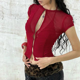 Litlookz Studio Y2K Sheer Keyhole Top, view 3