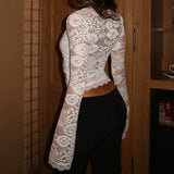 Litlookz Studio Y2K Sheer Lace Sleeve Top, view 3
