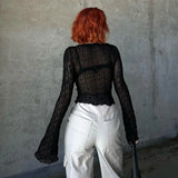 Litlookz Studio Y2K Sheer Tie Front Crop Top, view 2