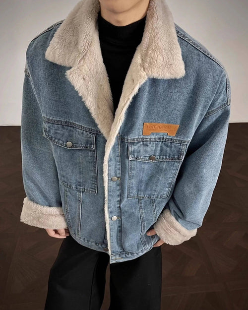 Litlookz Studio Y2K Sherpa Denim Jacket
