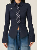 Litlookz Studio Y2K Slim Fit Tie Shirt, view 2
