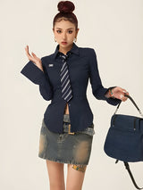 Litlookz Studio Y2K Slim Fit Tie Shirt, view 3