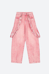 Litlookz Studio Y2K Soft Girl Double Belted Baggy Jeans, view 3