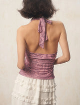Litlookz Studio Y2K Soft Girl Rose Halter Top, view 2