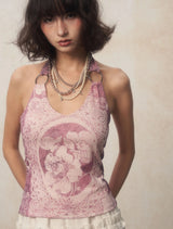 Litlookz Studio Y2K Soft Girl Rose Halter Top, view 3