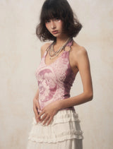 Litlookz Studio Y2K Soft Girl Rose Halter Top, view 4