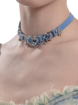 Litlookz Studio Y2K Sparkle Denim Choker Necklace, view 2