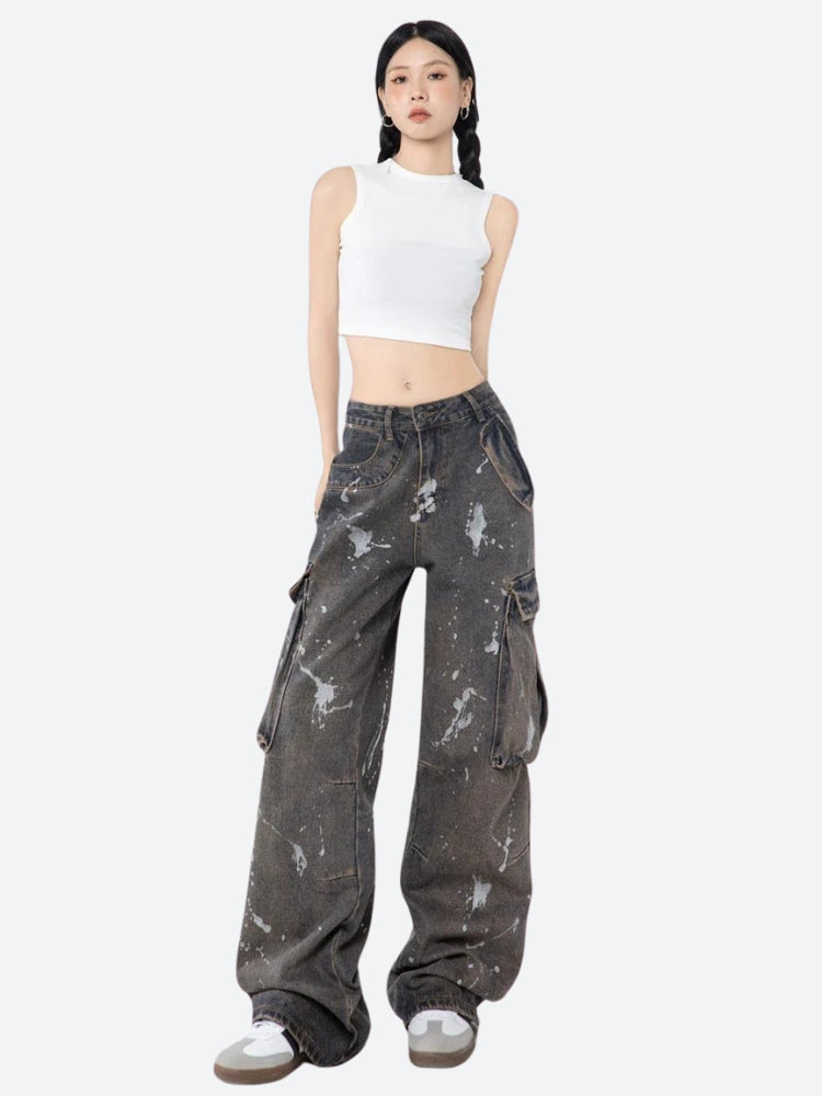 Litlookz Studio Y2K Stained Cargo Jeans