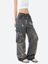 Litlookz Studio Y2K Stained Cargo Jeans, view 2