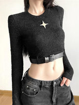 Litlookz Studio Y2K Star Belted Crop Top, view 3