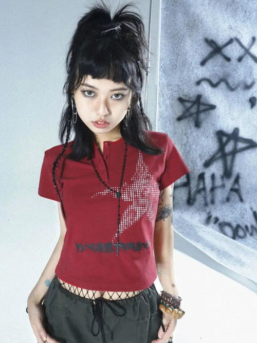 Litlookz Studio Y2K Star Button-Up Tee