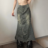 Litlookz Studio Y2K Star Denim Maxi Skirt, view 3