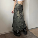 Litlookz Studio Y2K Star Denim Maxi Skirt, view 4