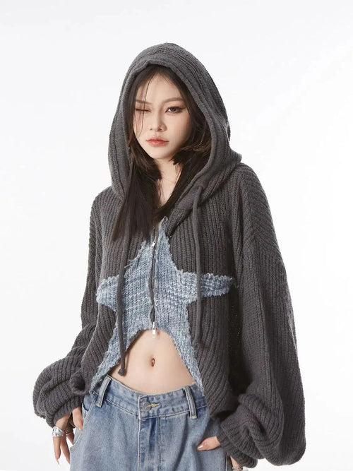 Litlookz Studio Y2K Star Hooded Cardigan