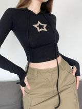 Litlookz Studio Y2K Star Hooded Crop Top, view 2