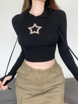 Litlookz Studio Y2K Star Hooded Crop Top, view 3
