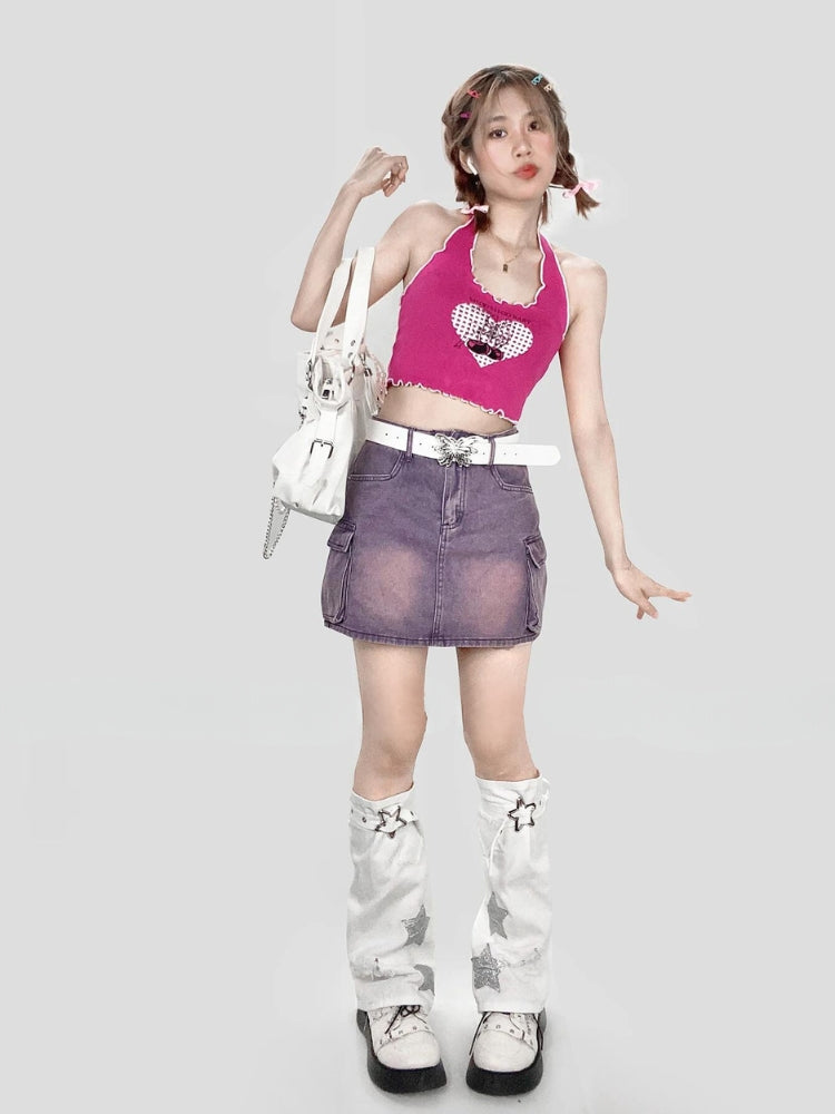 Litlookz Studio Y2K Star Patch Belted Leg Warmers