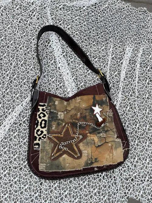 Litlookz Studio Y2K Star Patch Distressed Bag