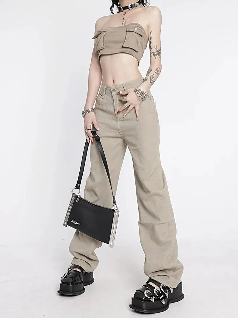 Litlookz Studio Y2K Star Pockets High Waist Jeans