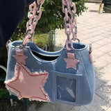 Litlookz Studio Y2k Star Transparent Denim Bag, view 3