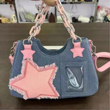 Litlookz Studio Y2k Star Transparent Denim Bag, view 5