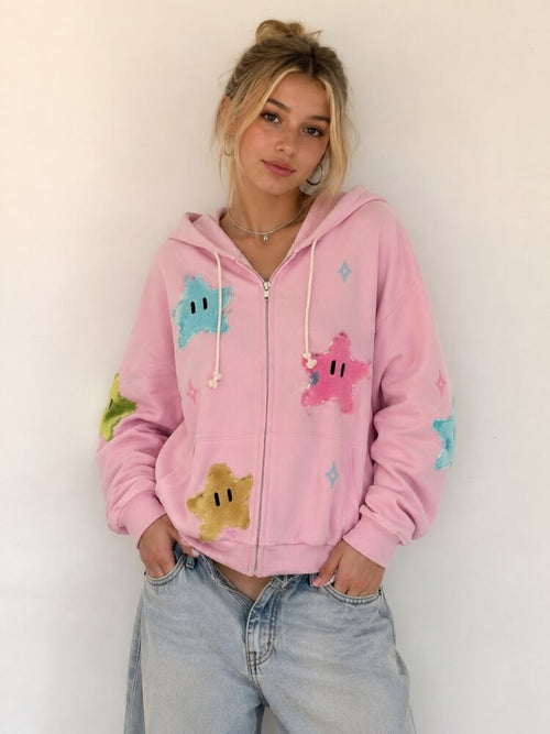 Litlookz Studio Y2K Star Zip Oversized Hoodie