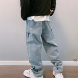Litlookz Studio Y2K Straight Leg Cross Print Jeans, view 2